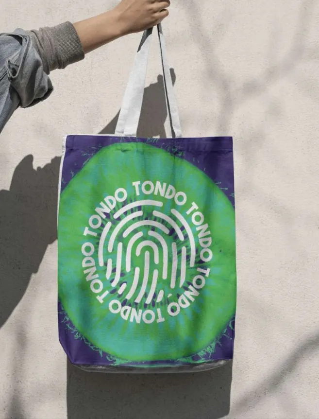 Tondo tote bag with kiwi print